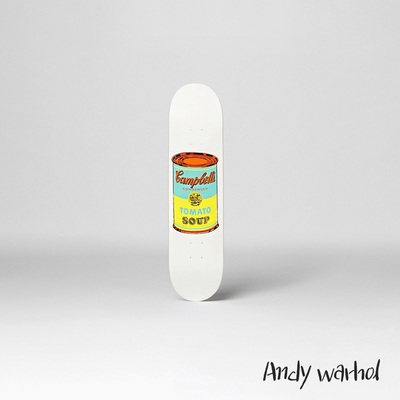 앤디 워홀 아트스케이트보드 Andy Warhol&#039;s Coloured Campbell&#039;s Soup Yellow Art Skateboard