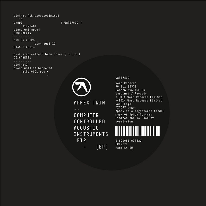 에이펙스 트윈 Aphex Twin - Computer Controlled Acoustic Instruments pt 2 EP